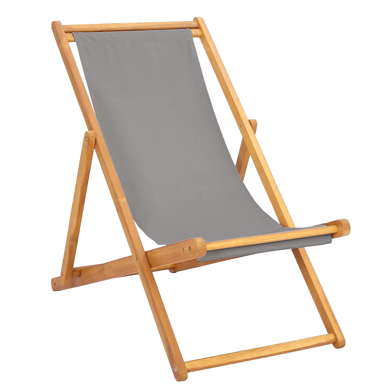 Strandstol Ljusgrå Massivt Teakträ