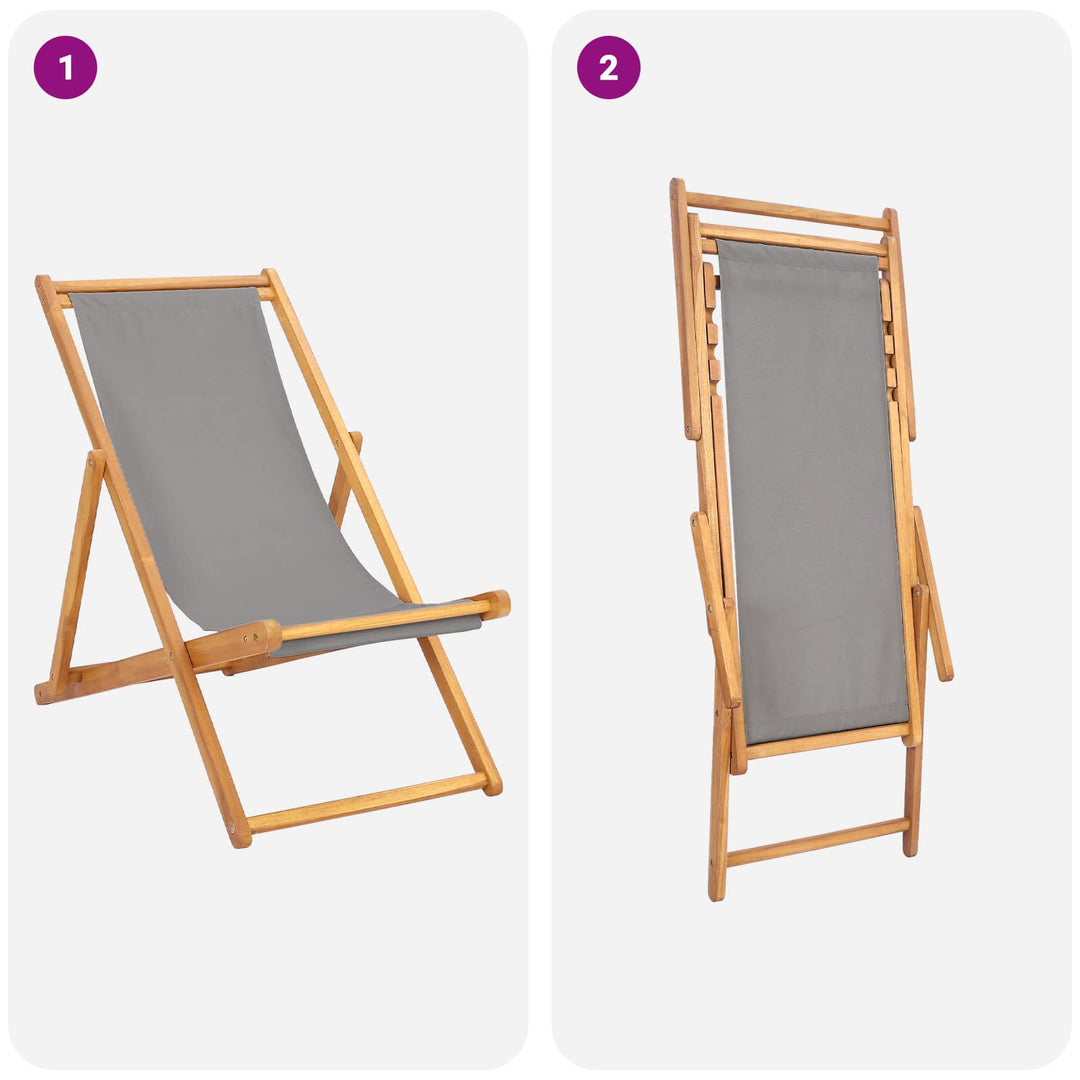 Strandstol Ljusgrå Massivt Teakträ
