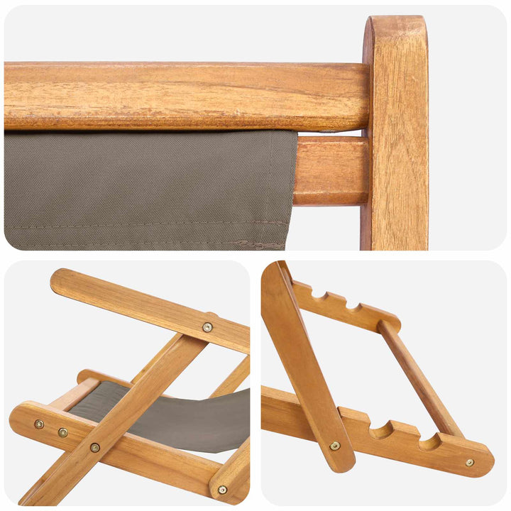 Strandstol Taupe Massivt Teakträ