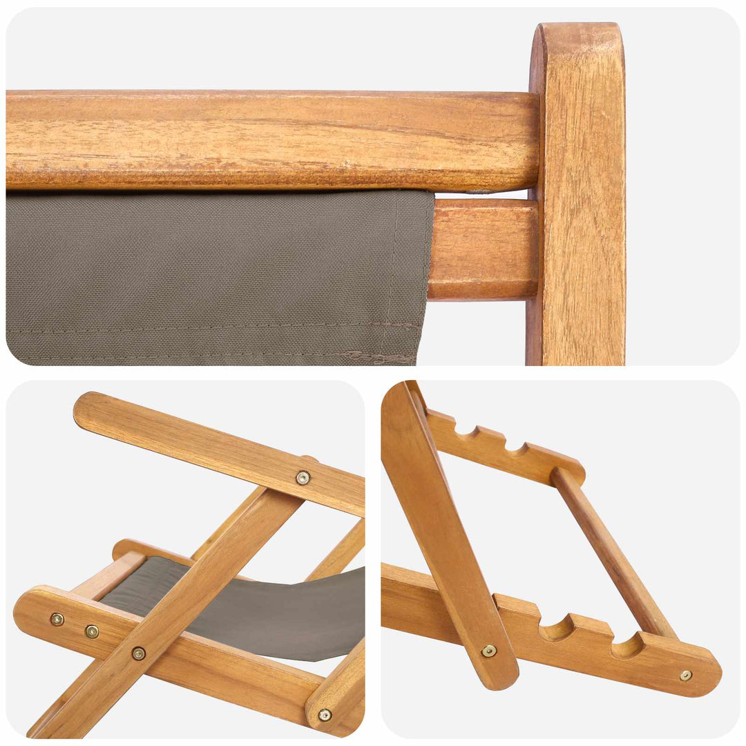Strandstol Taupe Massivt Teakträ