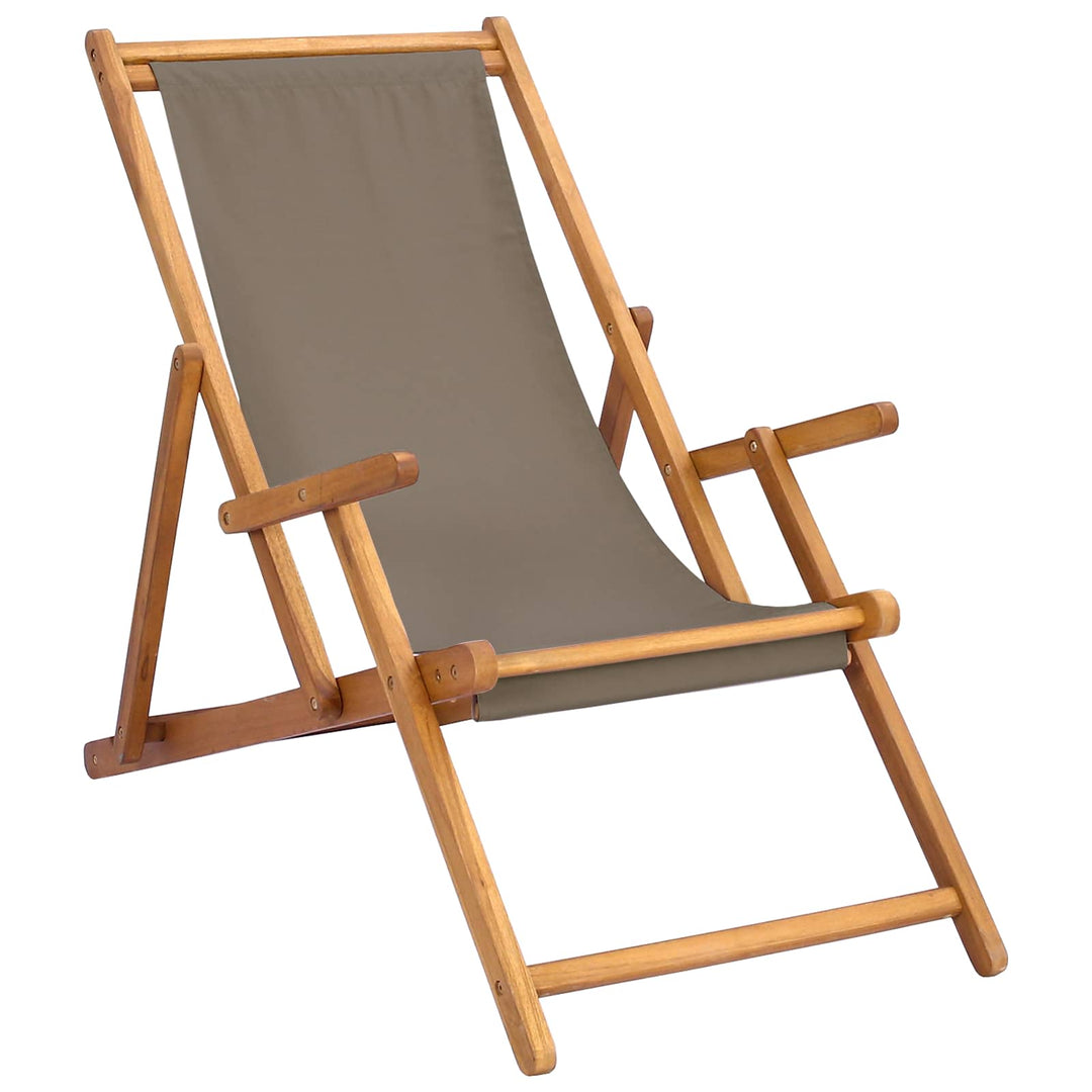 Strandstol Taupe Massivt Teakträ