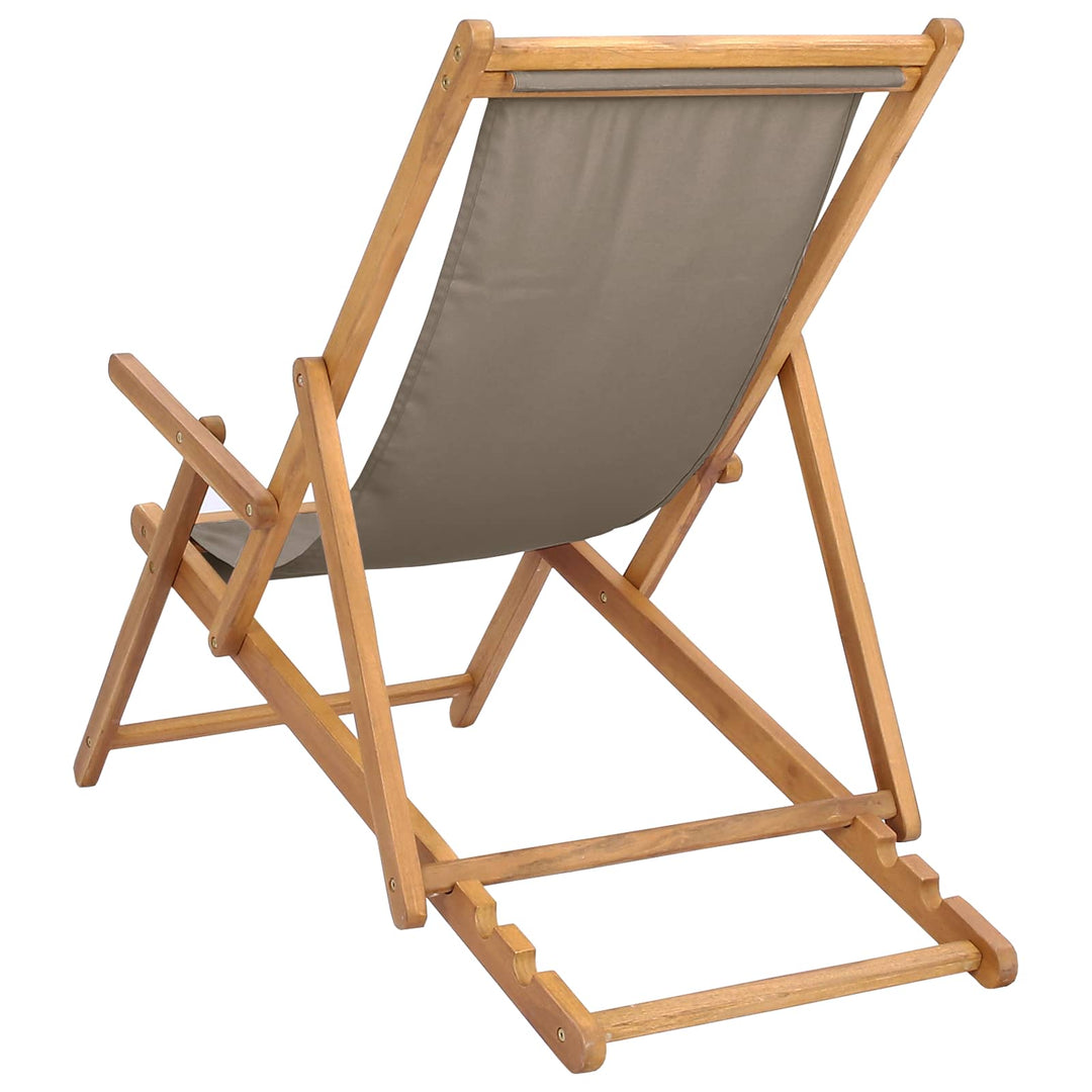 Strandstol Taupe Massivt Teakträ