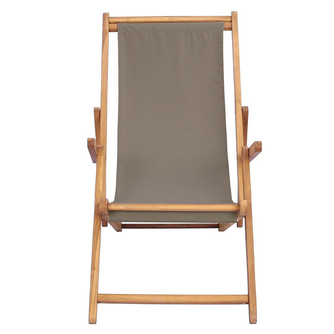 Strandstol Taupe Massivt Teakträ