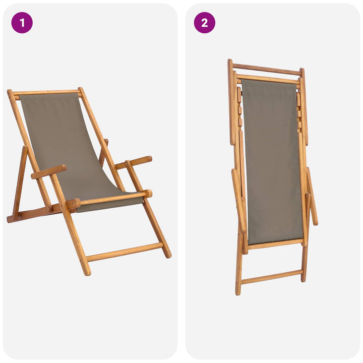 Strandstol Taupe Massivt Teakträ