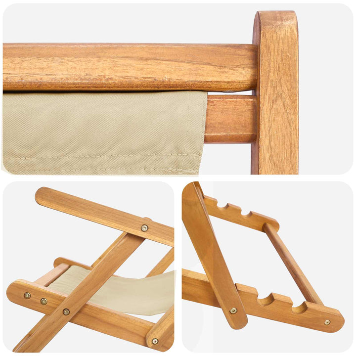 Strandstol Beige Massivt Teakträ