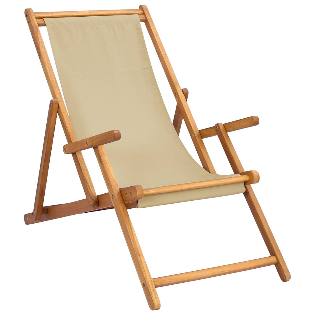 Strandstol Beige Massivt Teakträ
