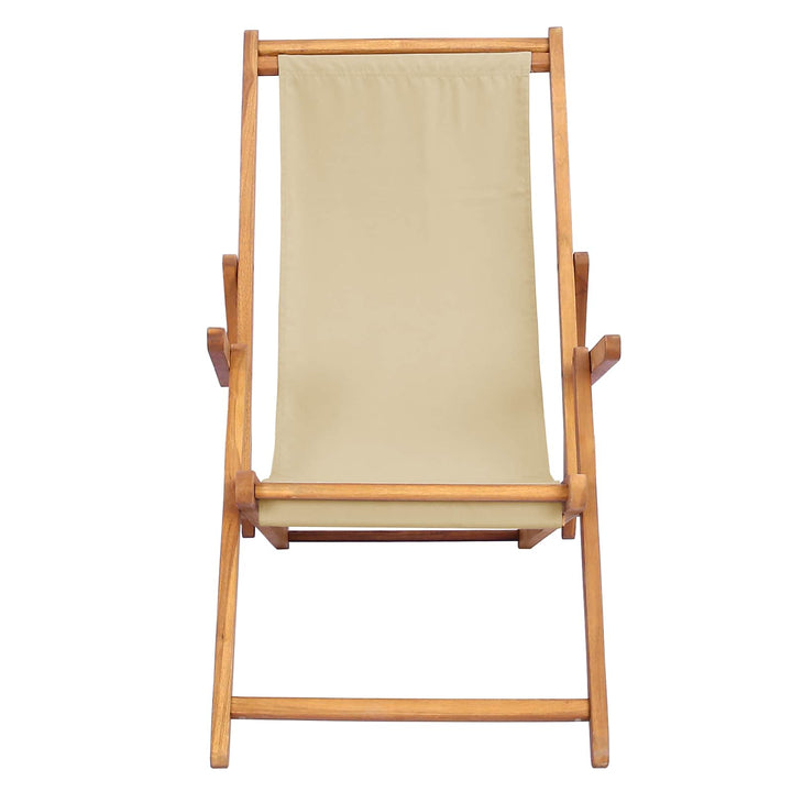 Strandstol Beige Massivt Teakträ