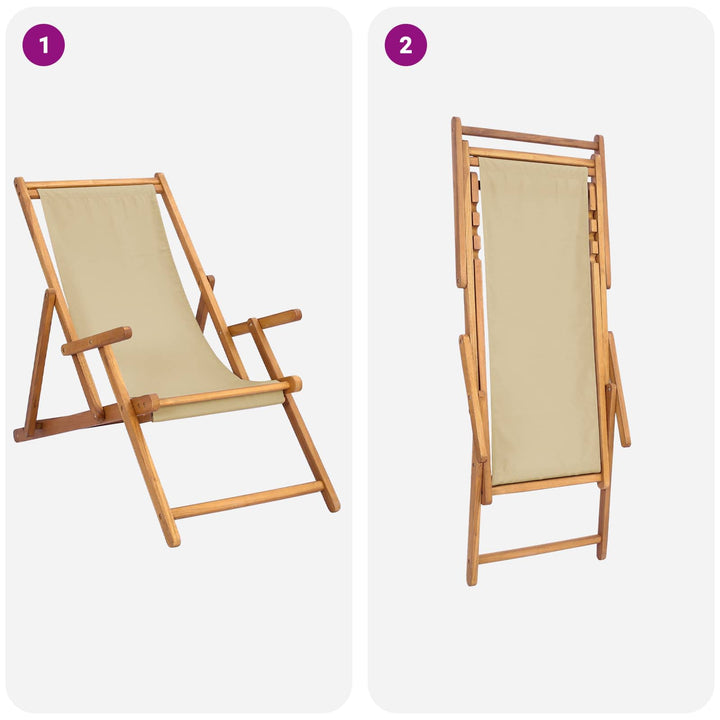 Strandstol Beige Massivt Teakträ