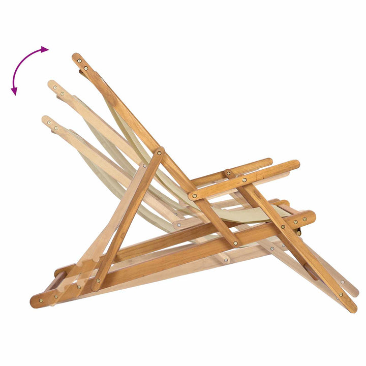 Strandstol Beige Massivt Teakträ