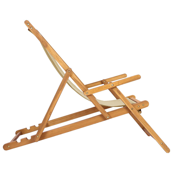 Strandstol Beige Massivt Teakträ