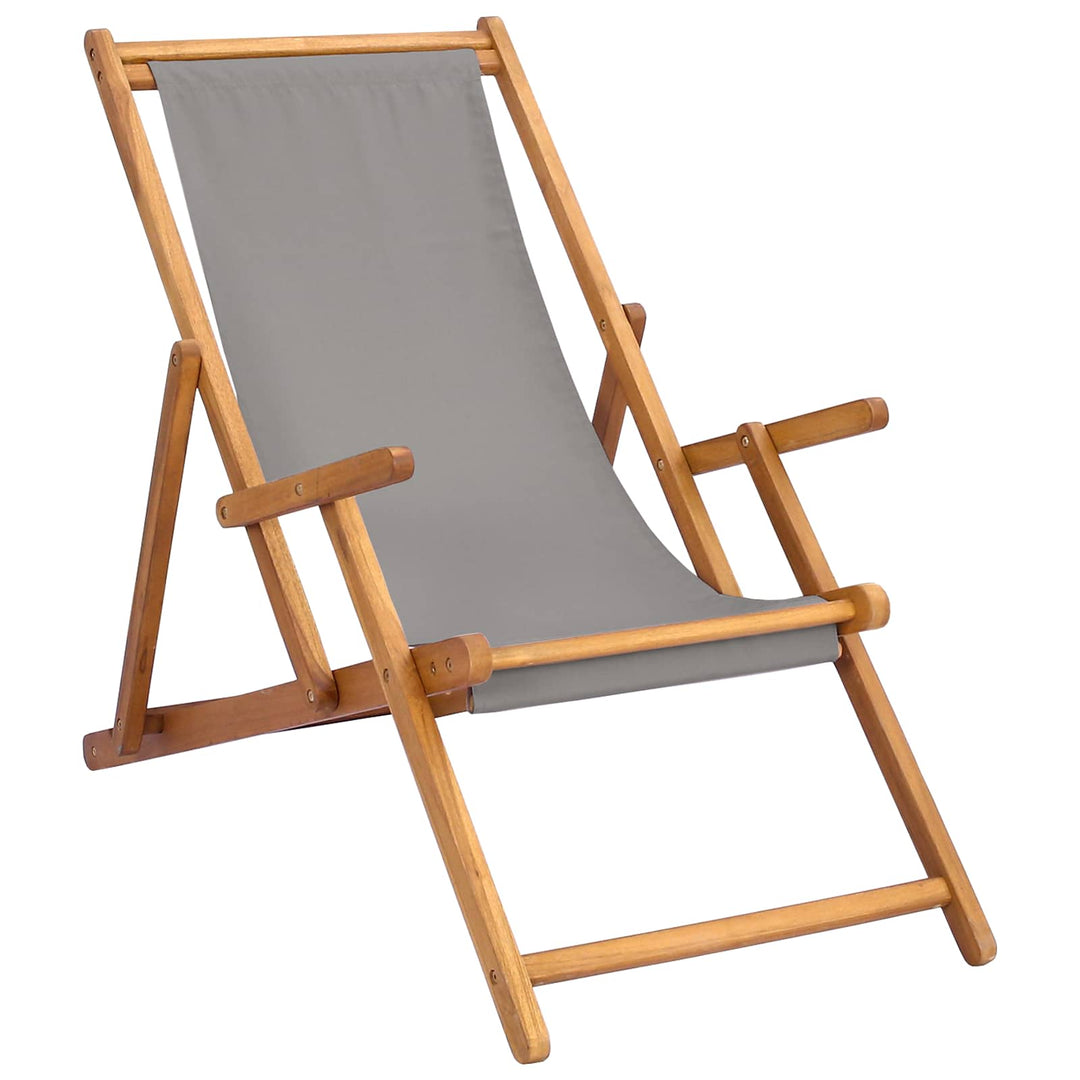 Strandstol Ljusgrå Massivt Teakträ