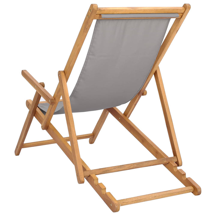 Strandstol Ljusgrå Massivt Teakträ