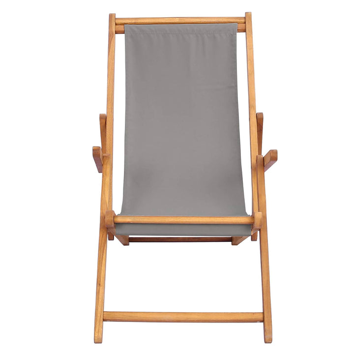 Strandstol Ljusgrå Massivt Teakträ
