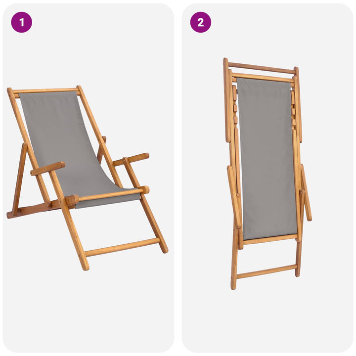 Strandstol Ljusgrå Massivt Teakträ