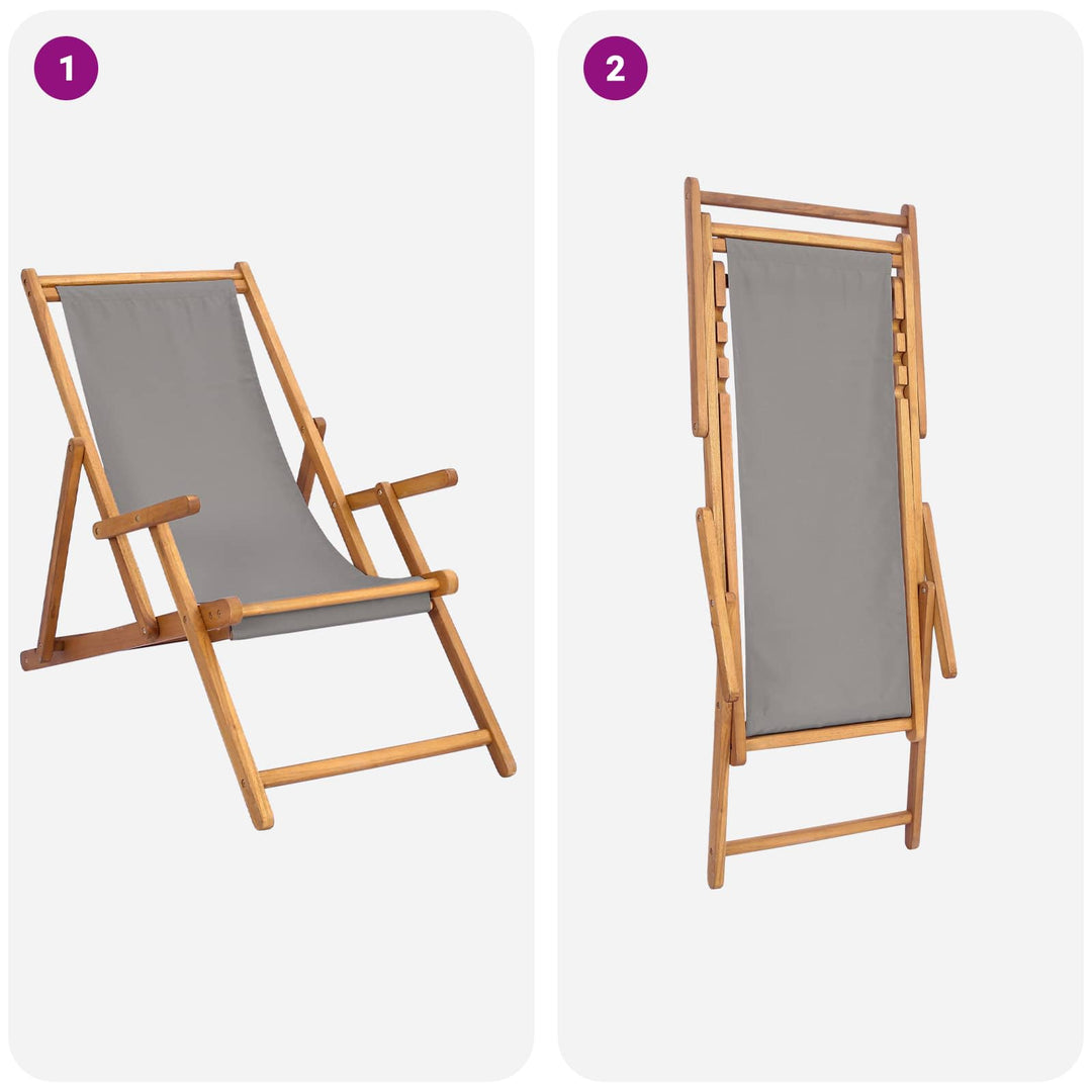 Strandstol Ljusgrå Massivt Teakträ