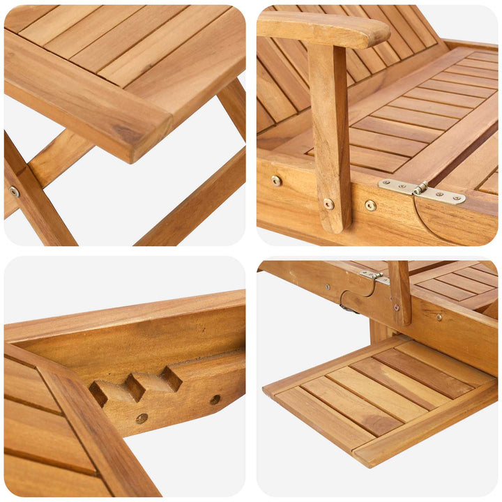 Solsäng Med Bord 2 Pcs Brun 40 X 40 X 40 Cm Massivt Teakträ