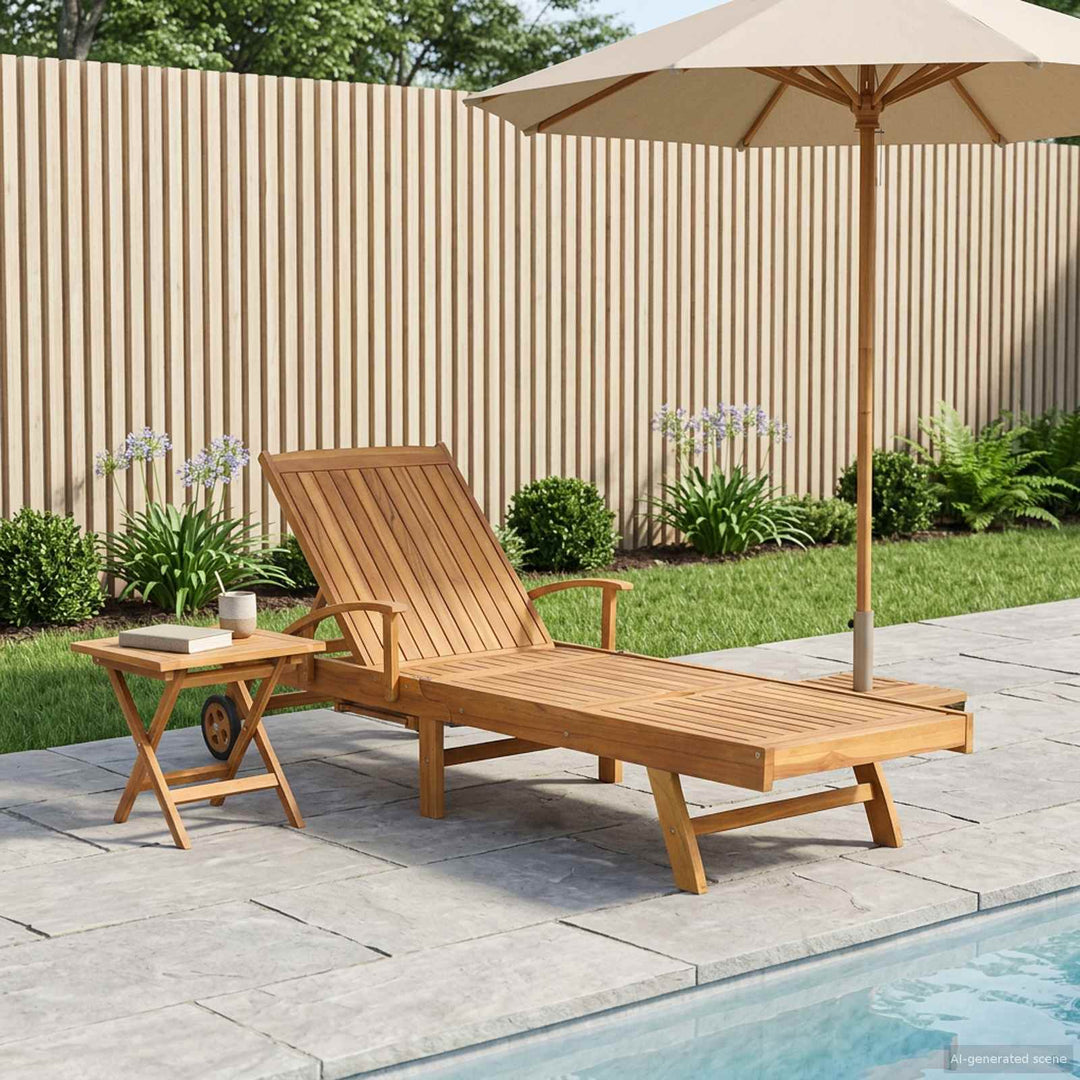 Solsäng Med Bord 2 Pcs Brun 40 X 40 X 40 Cm Massivt Teakträ
