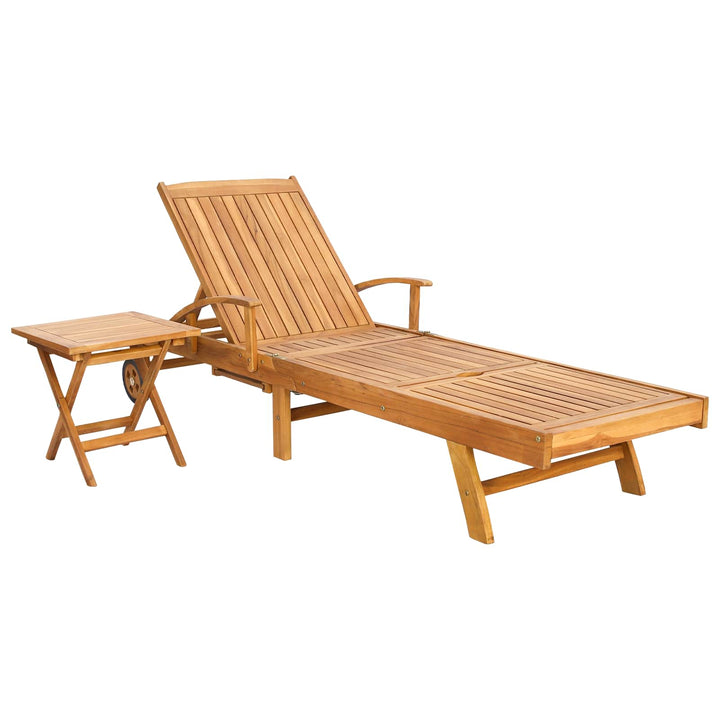 Solsäng Med Bord 2 Pcs Brun 40 X 40 X 40 Cm Massivt Teakträ
