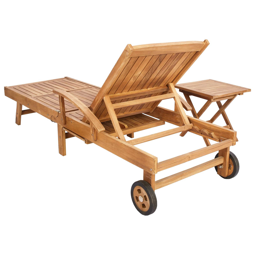Solsäng Med Bord 2 Pcs Brun 40 X 40 X 40 Cm Massivt Teakträ