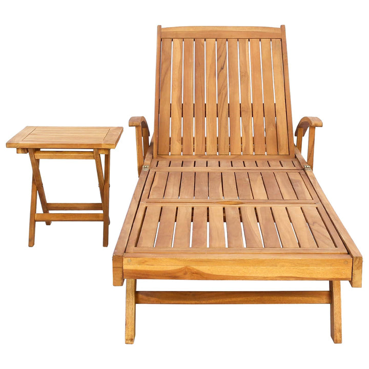 Solsäng Med Bord 2 Pcs Brun 40 X 40 X 40 Cm Massivt Teakträ