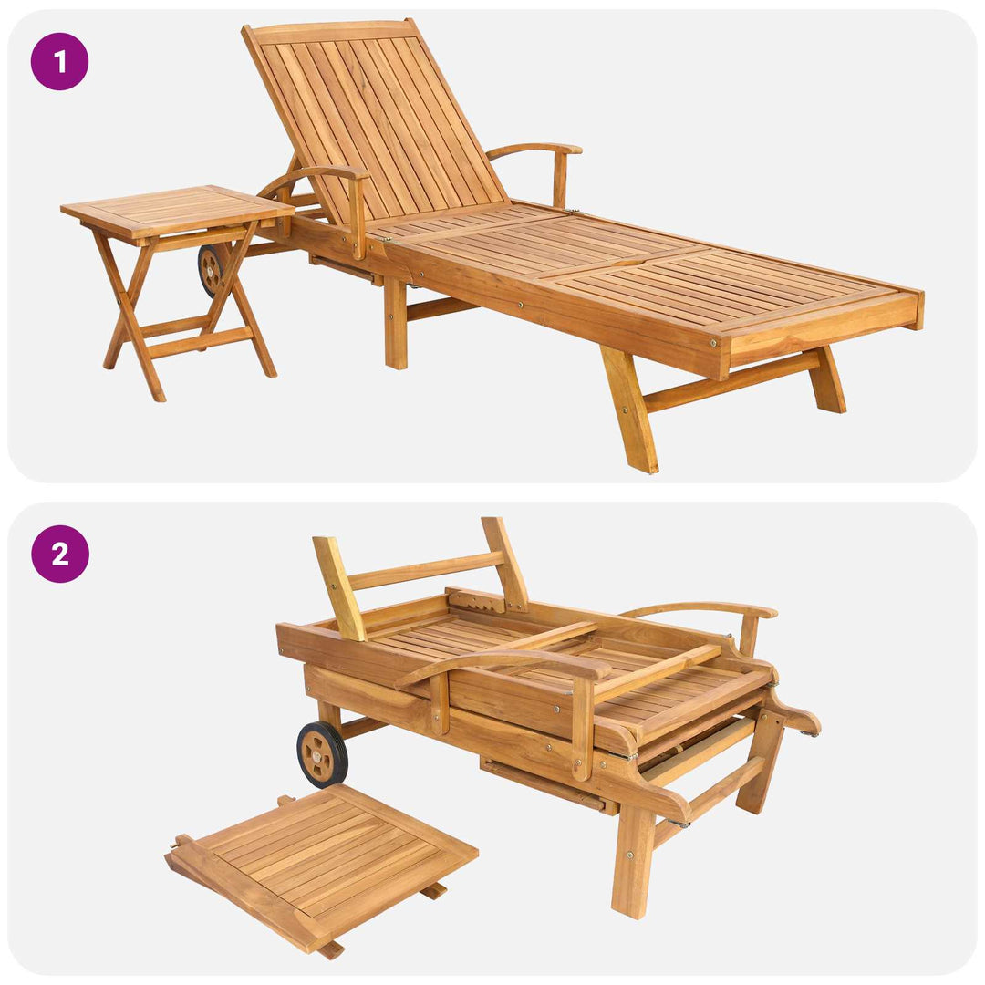 Solsäng Med Bord 2 Pcs Brun 40 X 40 X 40 Cm Massivt Teakträ
