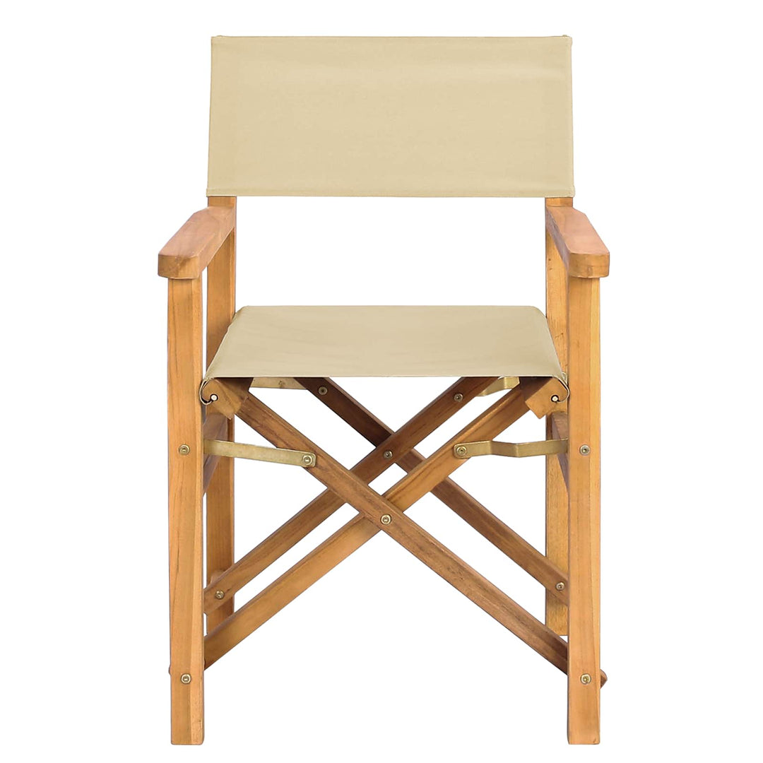 Direktörsstol Brun Och Beige Massivt Teakträ