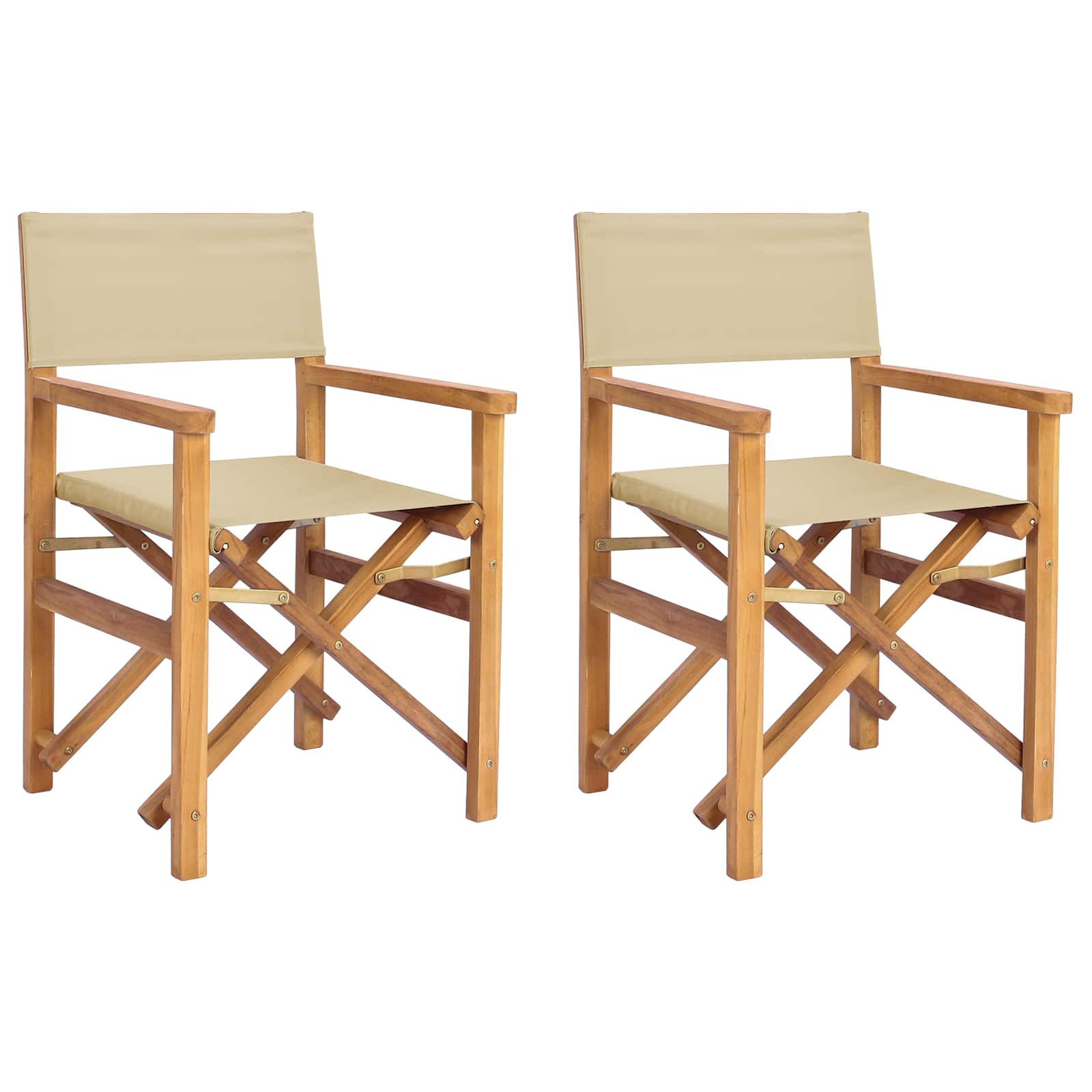 Direktörsstol Brun Och Beige Massivt Teakträ