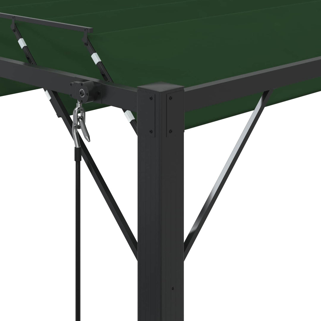 Gazebo Med Louvred Tak Grön 3 X 4 X 2,14 M Duk Och Aluminium