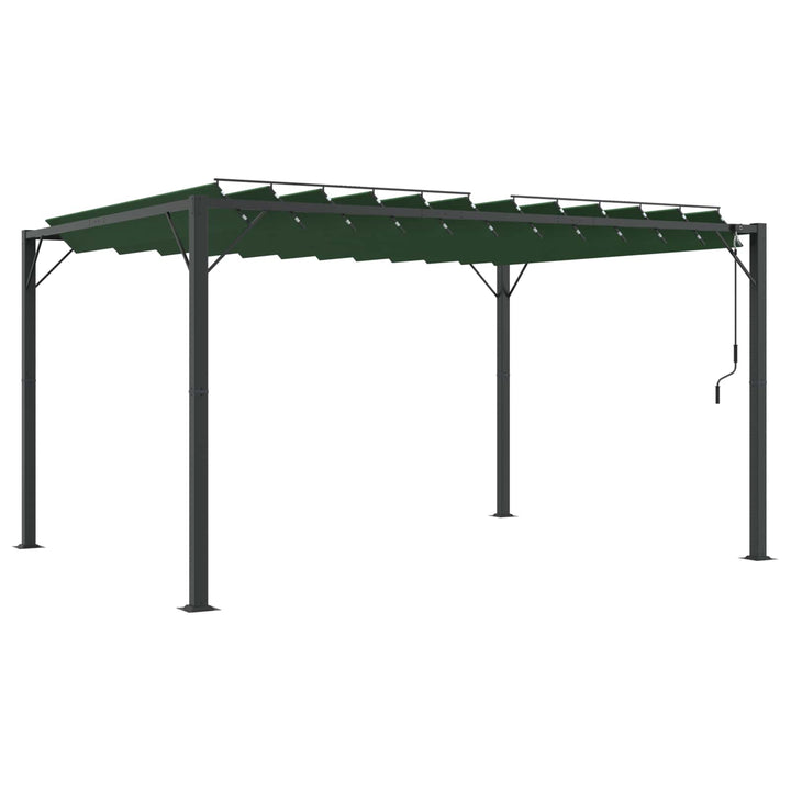 Gazebo Med Louvred Tak Grön 3 X 4 X 2,14 M Duk Och Aluminium