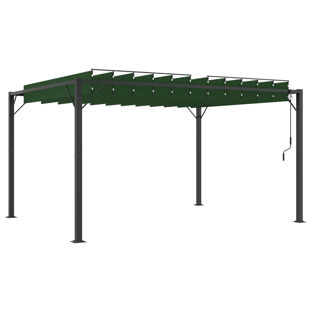 Gazebo Med Louvred Tak Grön 3 X 4 X 2,14 M Duk Och Aluminium
