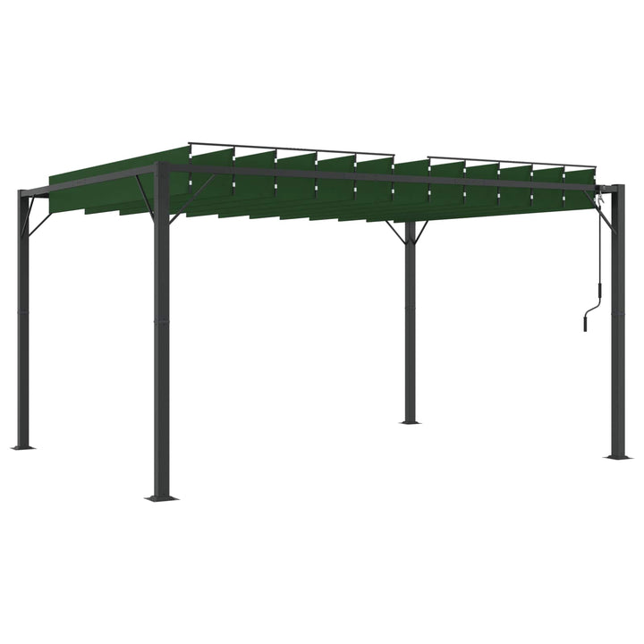 Gazebo Med Louvred Tak Grön 3 X 4 X 2,14 M Duk Och Aluminium