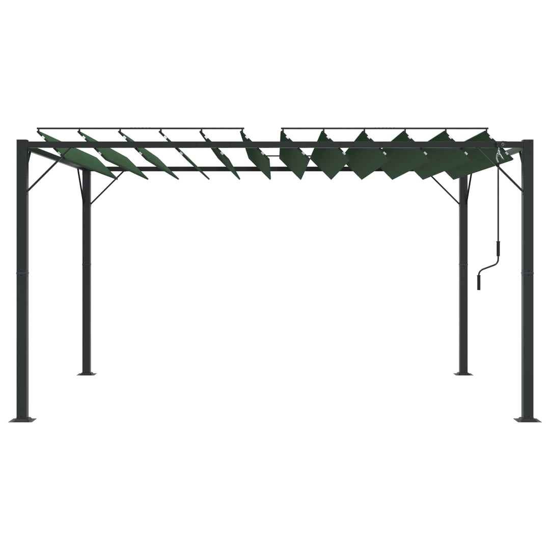 Gazebo Med Louvred Tak Grön 3 X 4 X 2,14 M Duk Och Aluminium