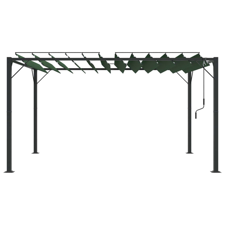 Gazebo Med Louvred Tak Grön 3 X 4 X 2,14 M Duk Och Aluminium