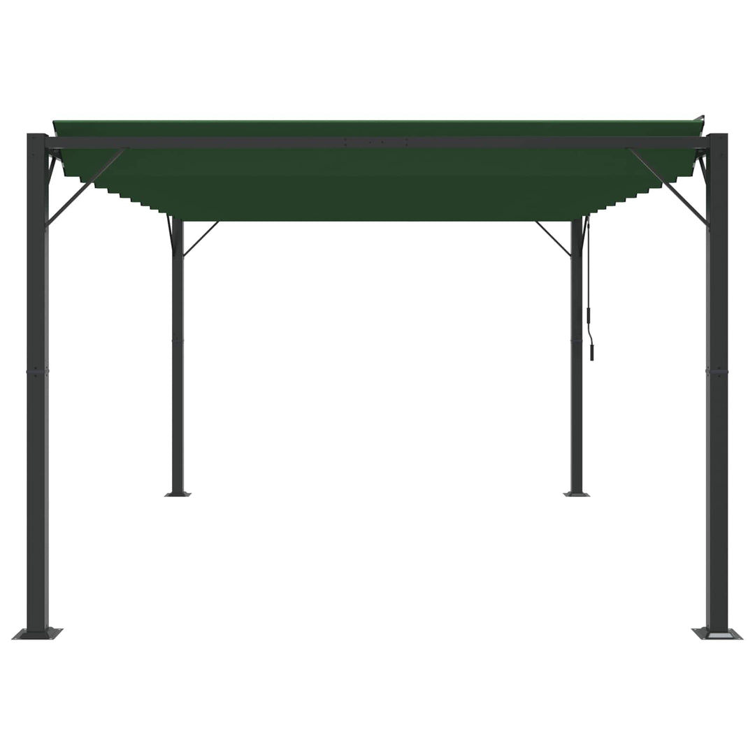 Gazebo Med Louvred Tak Grön 3 X 4 X 2,14 M Duk Och Aluminium