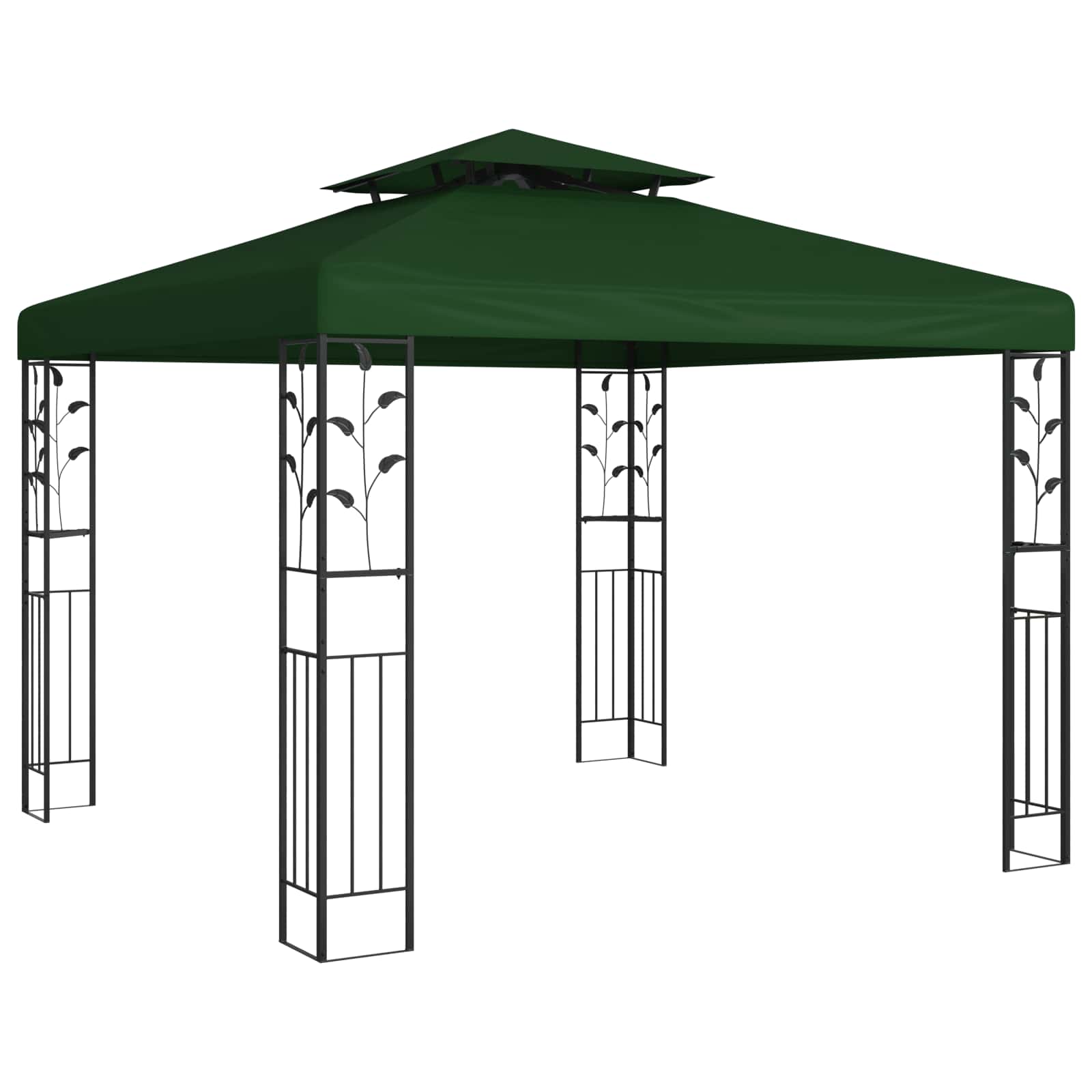 Paviljong 3 X 3 X 2,68 M Grön Polyester Och Stål