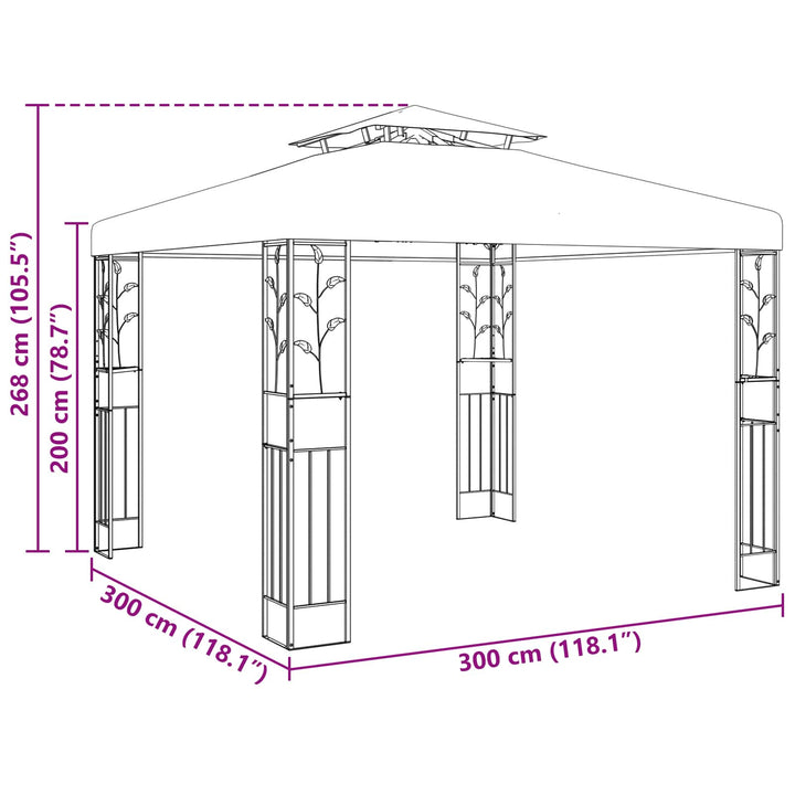 Paviljong 3 X 3 X 2,68 M Grön Polyester Och Stål