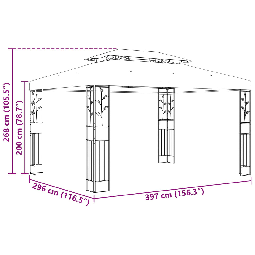 Paviljong 3,97 X 2,96 X 2,68 M Vinröd Polyester Och Stål
