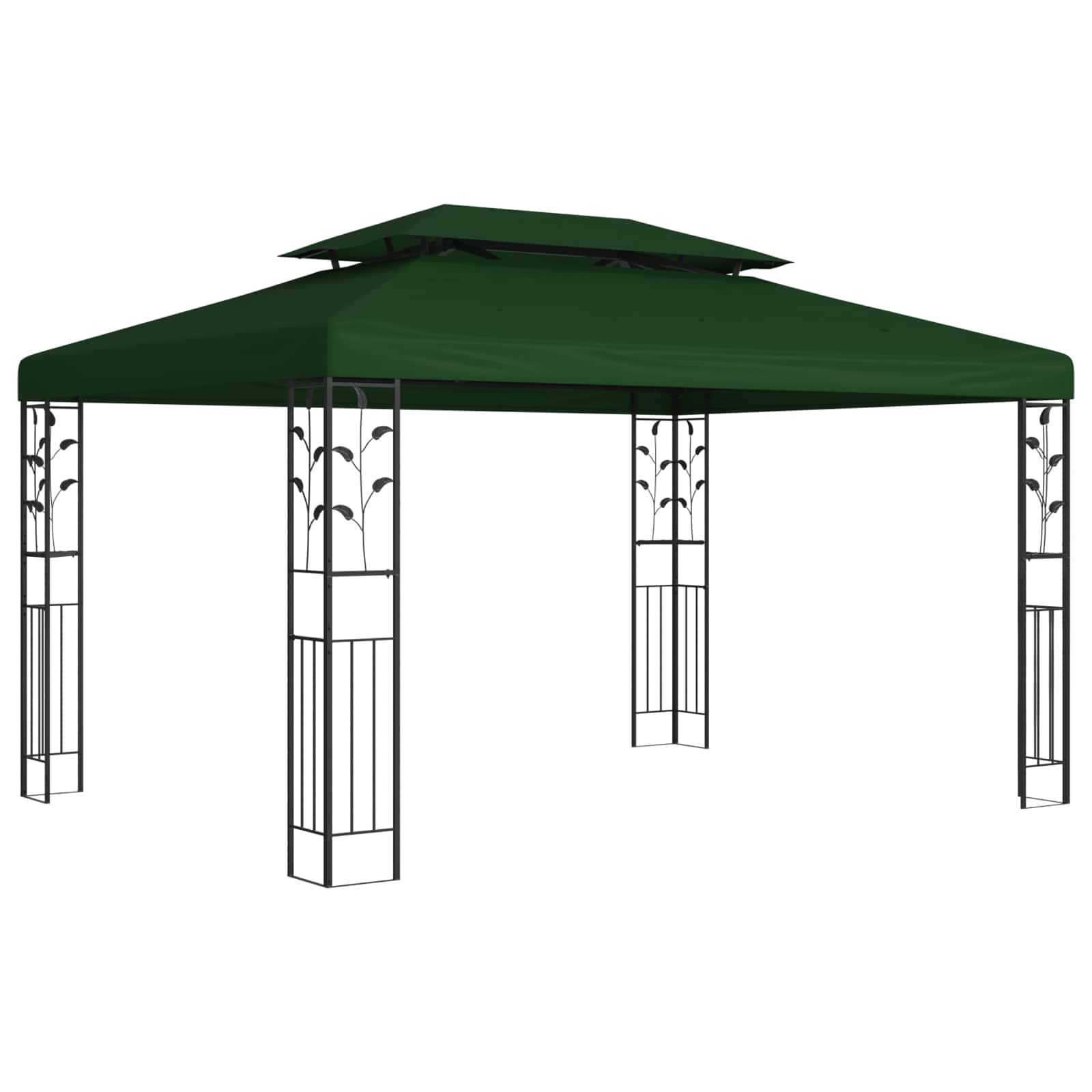 Paviljong 3,97 X 2,96 X 2,68 M Grön Polyester Och Stål