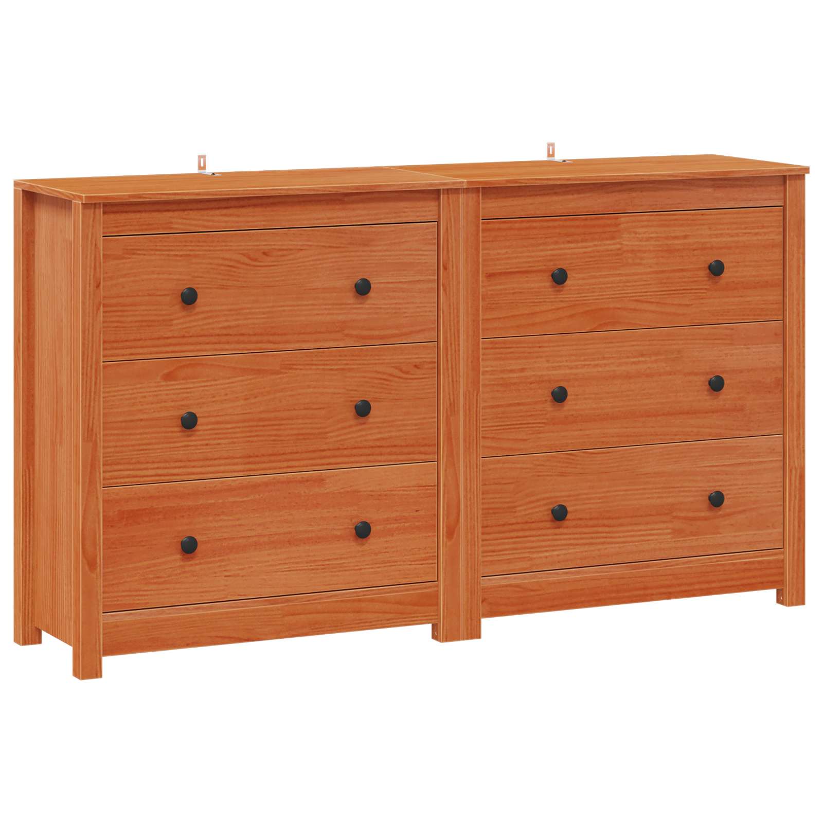 Sideboard Med Låda 2 Pcs Vaxbrun 140 X 35 X 80 Cm Massivt Furu