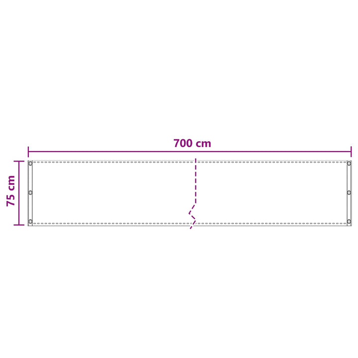 Balkong Skärm Vit 75 X 700 Cm Hdpe Och Aluminium