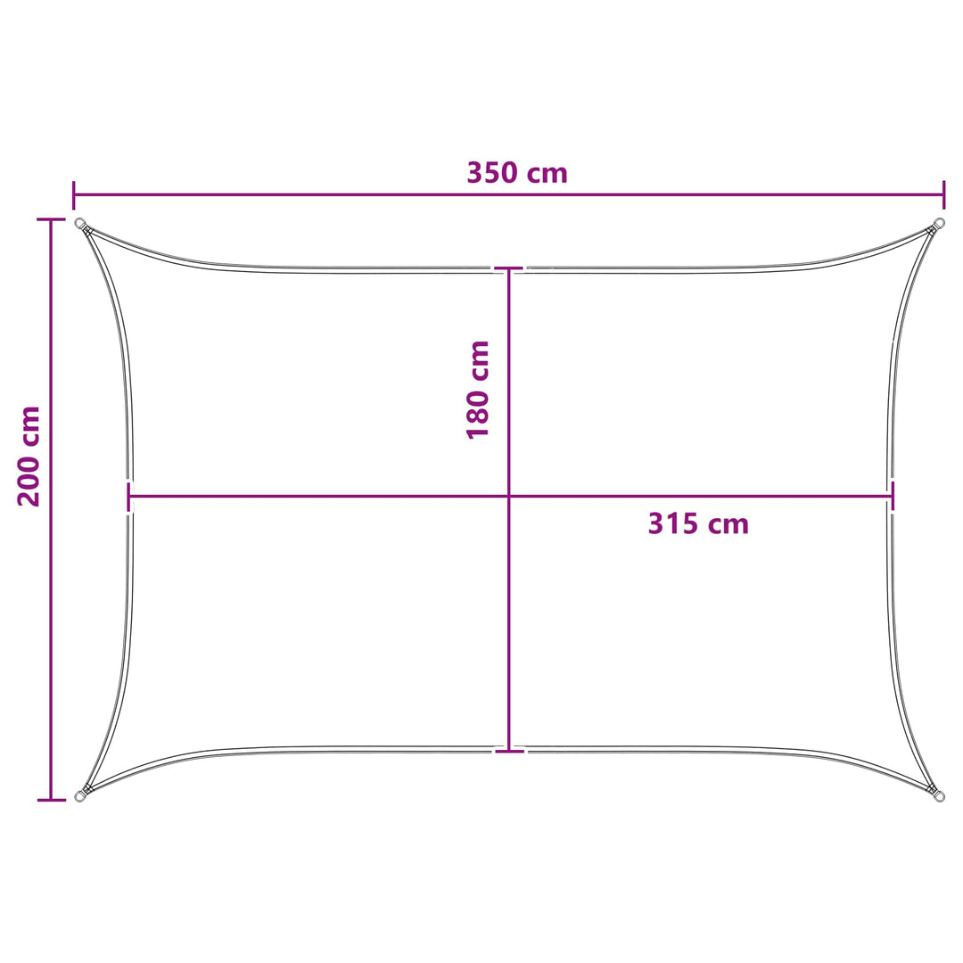 Solsätt Segel 2 X 3,5 M Hdpe Rektangulär Antracit Och Vitt