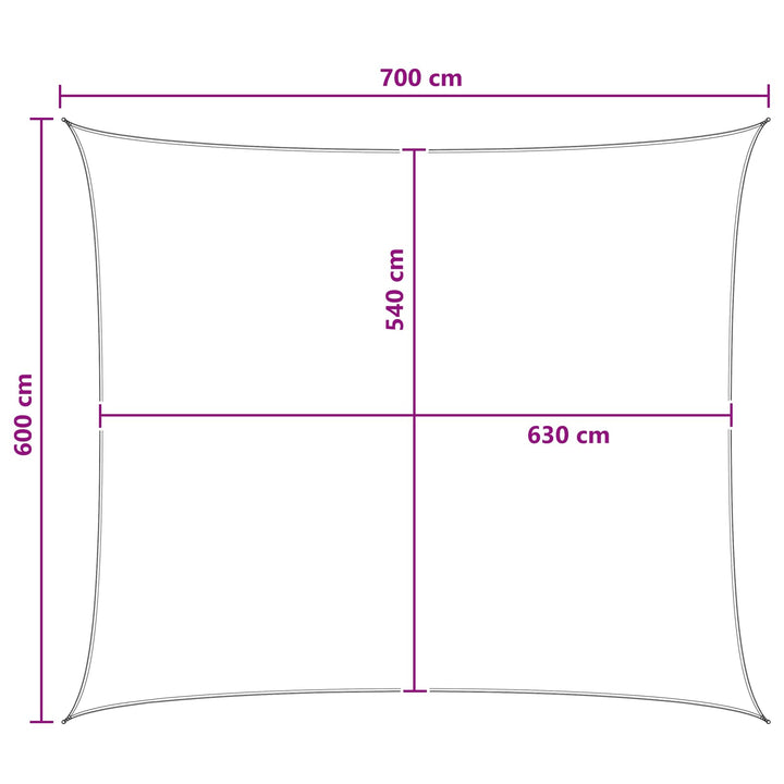 Solsätt Segel 6 X 7 M Hdpe Rektangulär Ljusgrå Och Vit.