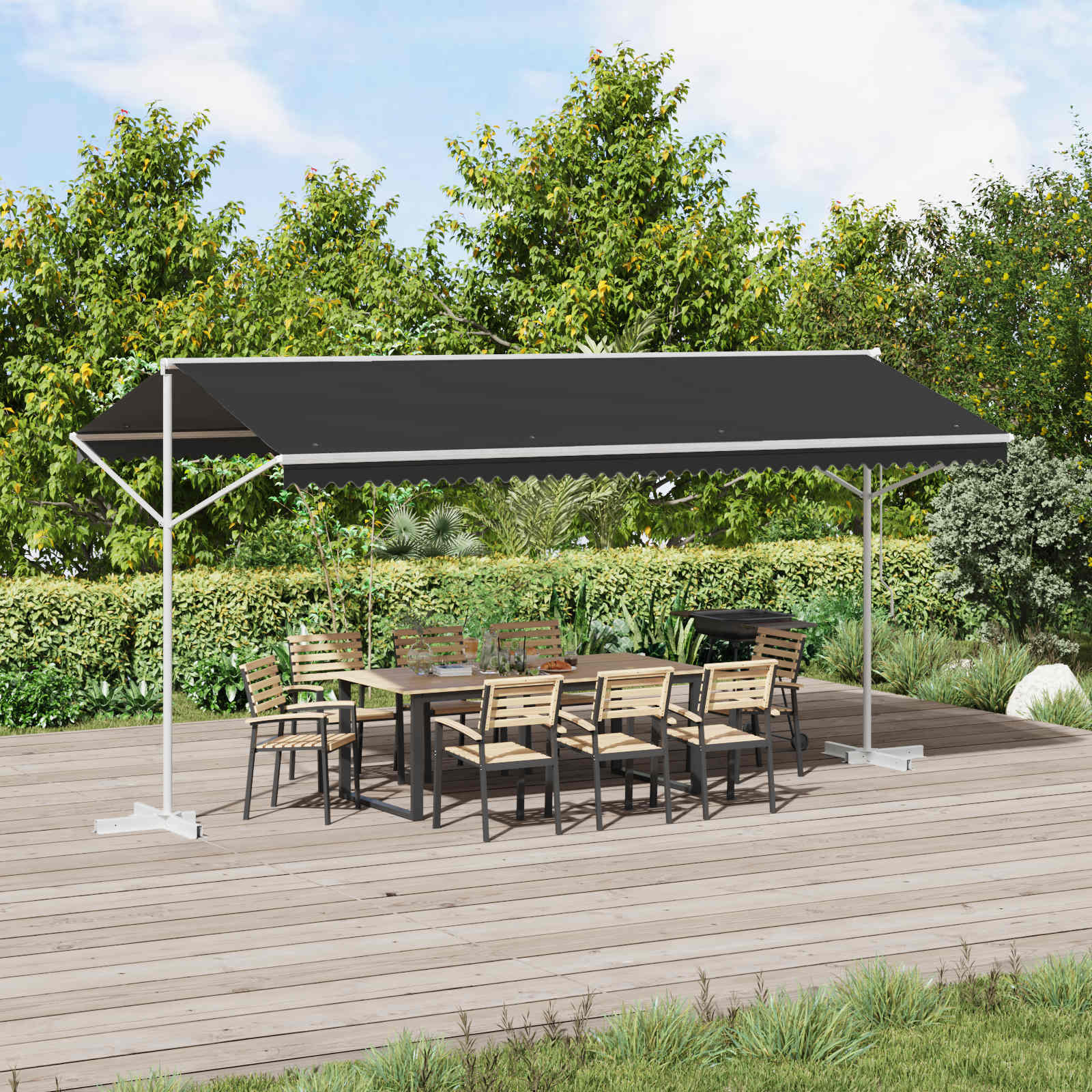 Fristående Markis Antracit 5 X 3 M Polyester
