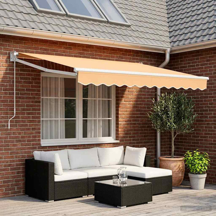 Utdragbar Markis Sand 3,5 X 2,5 M 100% Polyester Och Aluminium