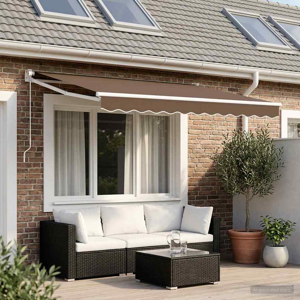 Utdragbar Markis Taupe 3,5 X 2,5 M 100% Polyester Och Aluminium