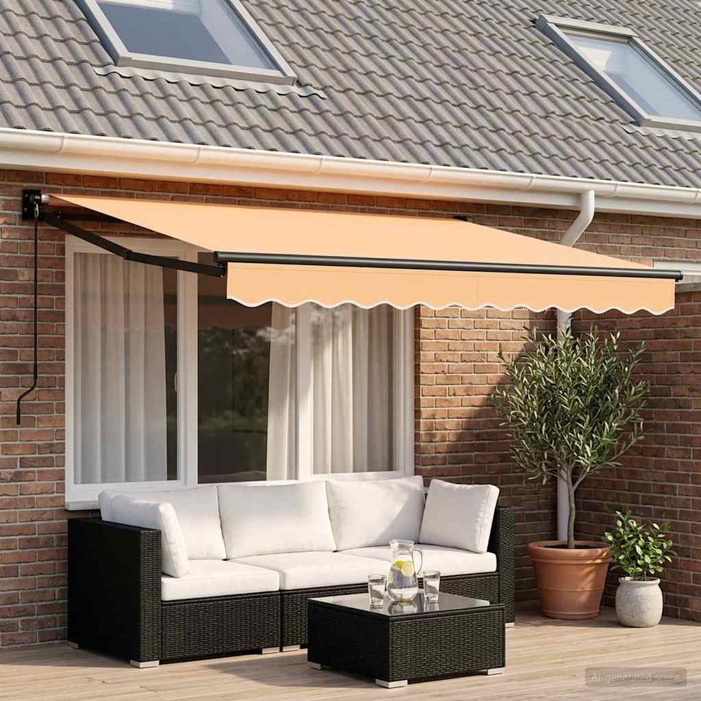 Utdragbar Markis Sand 3,5 X 2,5 M 100% Polyester Och Aluminium