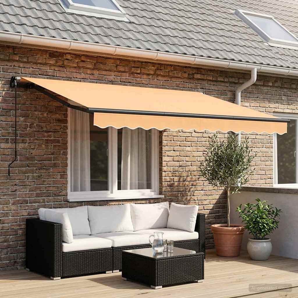 Utdragbar Markis Sand 350 X 250 Cm Polyester Och Aluminium
