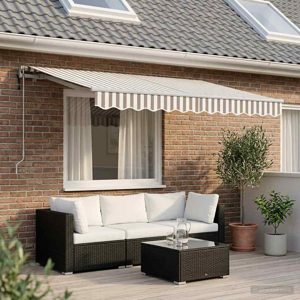 Utdragbar Markis Ljusgrå Och Vit. 350 X 250 Cm