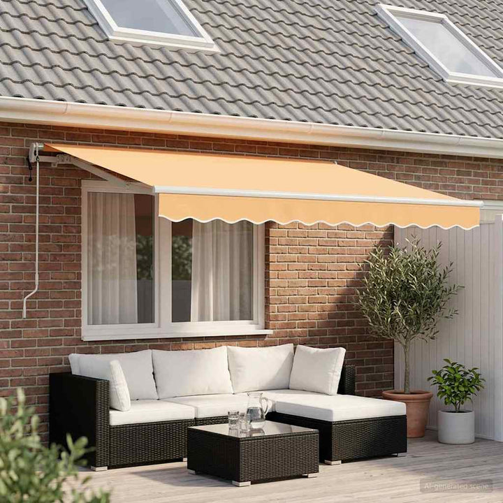 Utdragbar Markis Sand 300 X 250 Cm Duk Och Aluminium