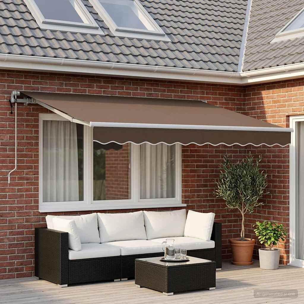 Utdragbar Markis Taupe 350 X 250 Cm Duk Och Aluminium